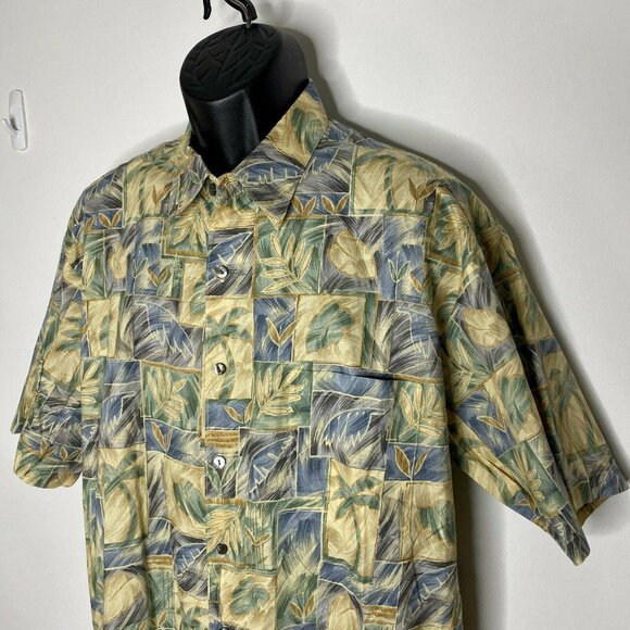 Tori Richard Hawaiian shirt Mens L Beige Cotton Lawn Aloha Vacation - Picture 2 of 8